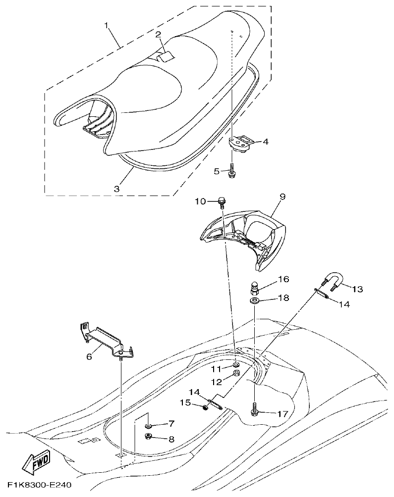 Yamaha F1KB SEAT & UNDER LOCKER parts diagram